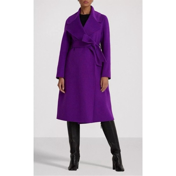 New Lauren Ralph Lauren Belted
Wool Blend Wrap Coat Size 16
Women Purple Agate - Picture 4 of 13